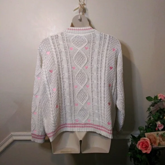 Taylor Swift Lover Pink & White Heart Decorated Valentine's Sweater - Picture 4 of 7